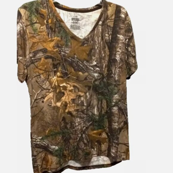 Camouflage T-Shirt Size XL Mossy Oak Realtree V-Neck Women's Short Sleeve - Picture 3 of 13